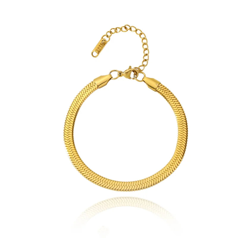 Unisex Snake Chain Bracelet in Stainless Steel with Gold & Color Options