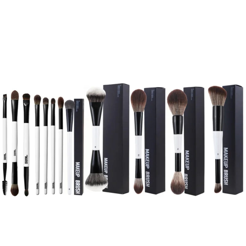 12-Piece Makeup Brush Set with Dual-Ended Contour, Powder & Blush Brushes