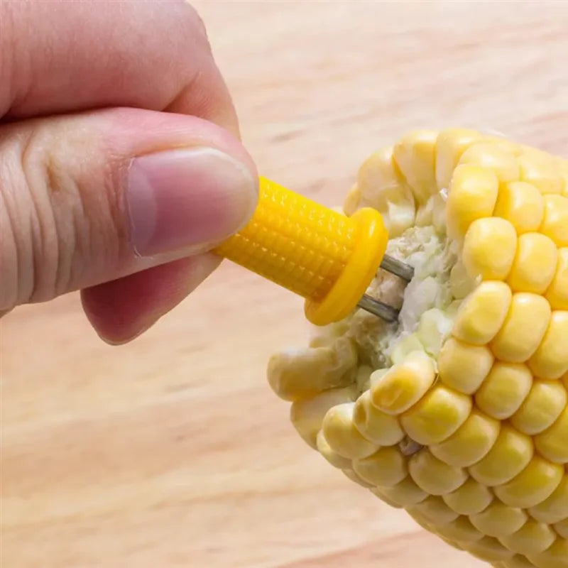 Stainless Steel Corn Holders Set - BBQ Corn On The Cob Double Forks