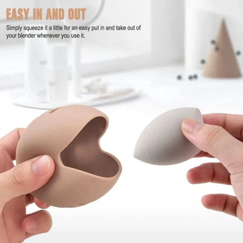 Eco-Friendly Silicone Makeup Sponge Holder Case Multi-Hole Travel Storage
