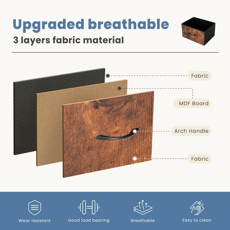 Bedroom TV Stand with 5 Fabric Drawers Storage Closet Chest - Multi-Use Dresser