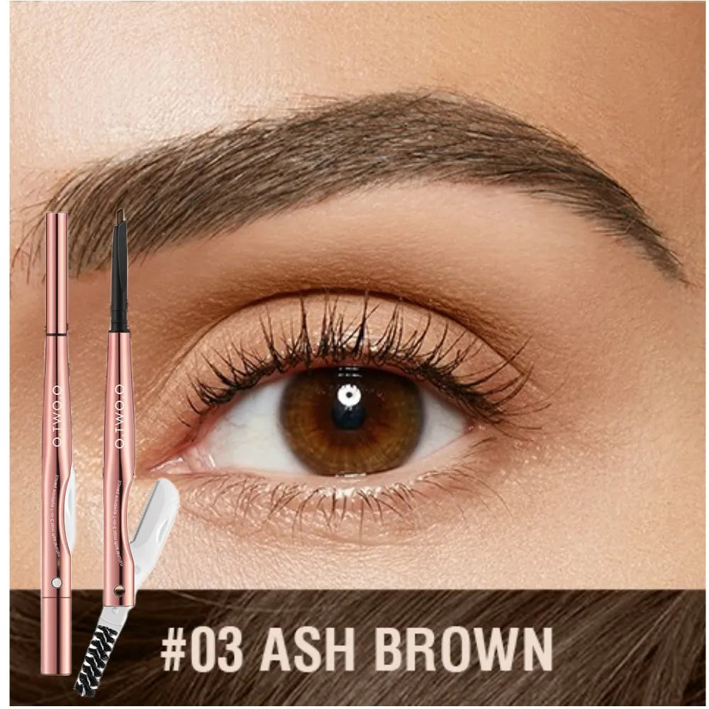 3-in-1 Waterproof Eyebrow Pencil with Trimmer & Spoolie - Precise Brow Definer