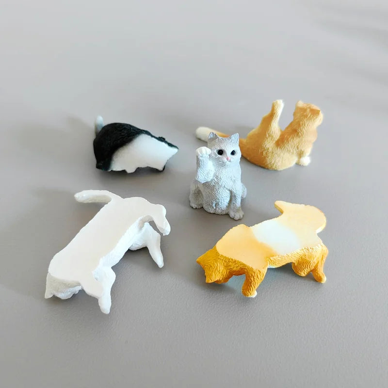 Mini Play Cat Resin Figurine Set for Bonsai and Fairy Garden Decor - 10 Pieces