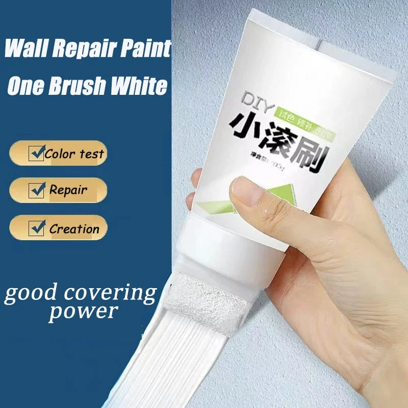 Interior Wall Repair Paint with Small Roller Brush - Quick Dry, Eco-Friendly, Strong Covering