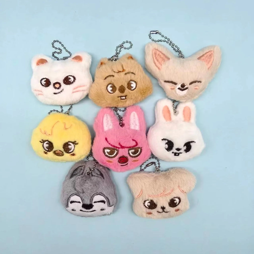 8pcs Cute Animal Plush Keychain Set - Mini Cartoon Stuffed Animal Pendants