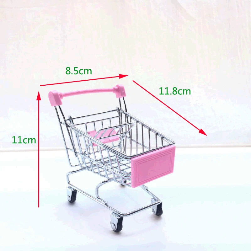 Mini Supermarket Shopping Trolley Cart Toy Set - Desktop Model for Kids