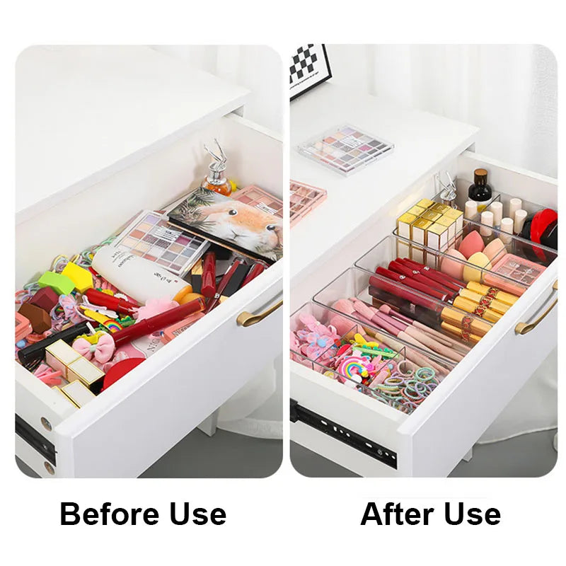 Acrylic Cosmetics Storage Box for Lipstick & Makeup Brushes, Layered Organizer, Desktop Drawer, Clear