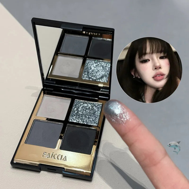 Colorful Eyeshadow Palette with Glitter & Matte Shades - 4 Color Variety