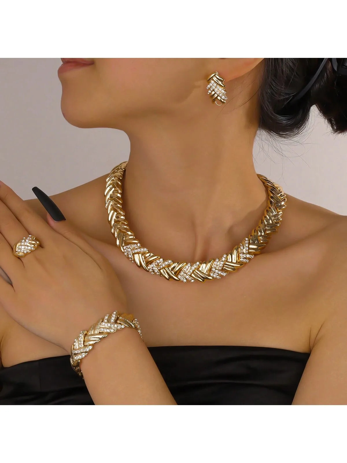 Gold Plated Jewelry Set for Women Dubai African Bridal Wedding Accessories