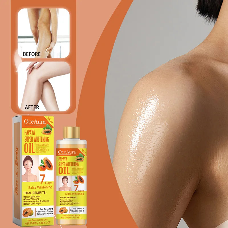 Whitening Body Oil with Papaya & Natural Extracts - Moisturizing Skin Rejuvenation
