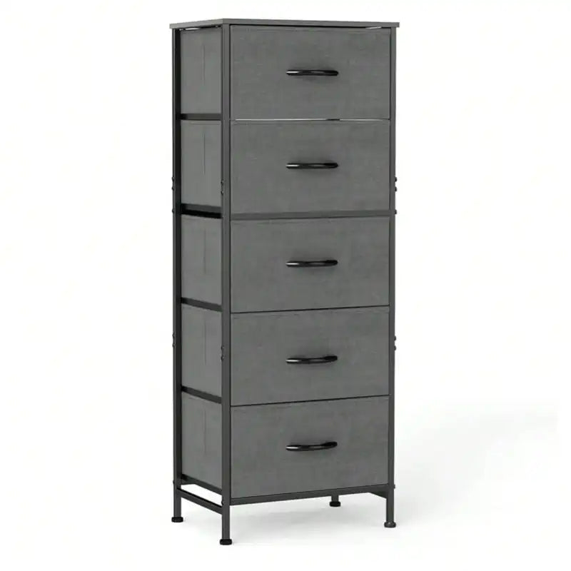 5-Drawer Bedroom Dresser with Wood Top & Steel Frame - Sturdy Closet Organizer