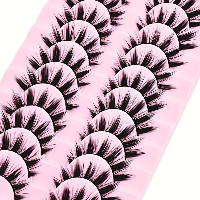 10 Pairs False Eyelashes Thick Reusable Eye Makeup Extensions