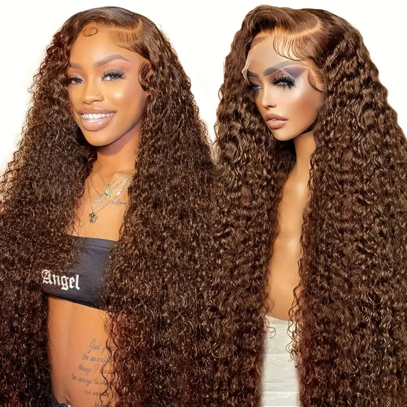 Curly Human Hair Wig with Lace Front & Glueless Design - Multiple Lengths & Colors