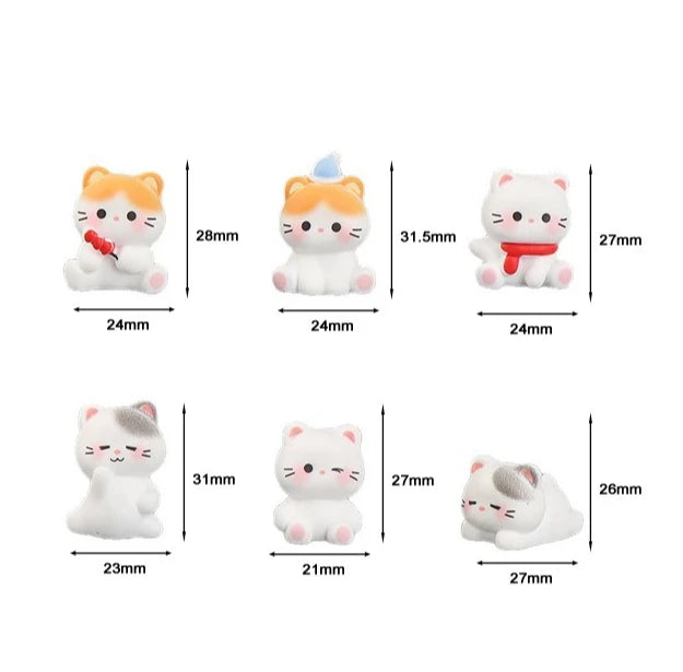 Cute Cat Resin Figurines Set for Miniature Landscapes Dollhouses & Garden Decor