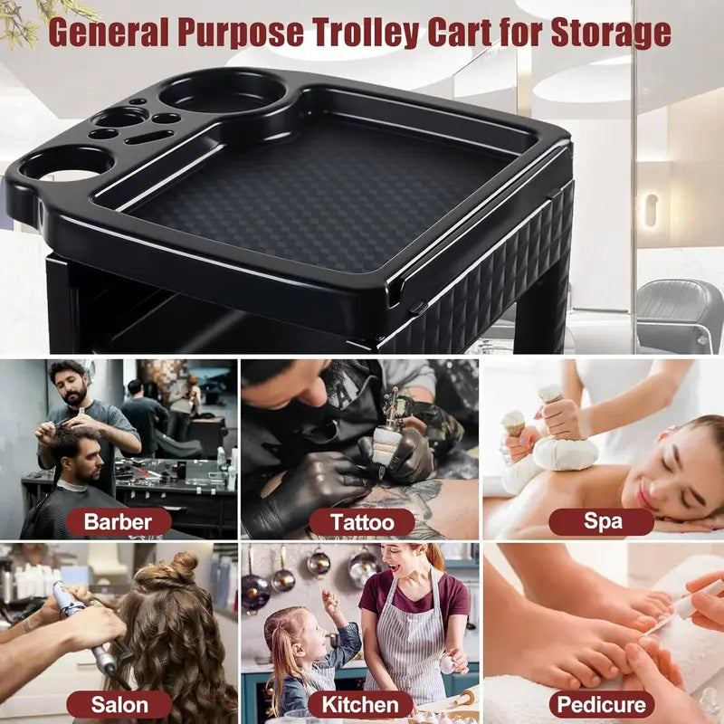 5-Tier Salon Rolling Cart with Wheels - Mobile Hair & Beauty Trolley for Cosmetology & Makeup