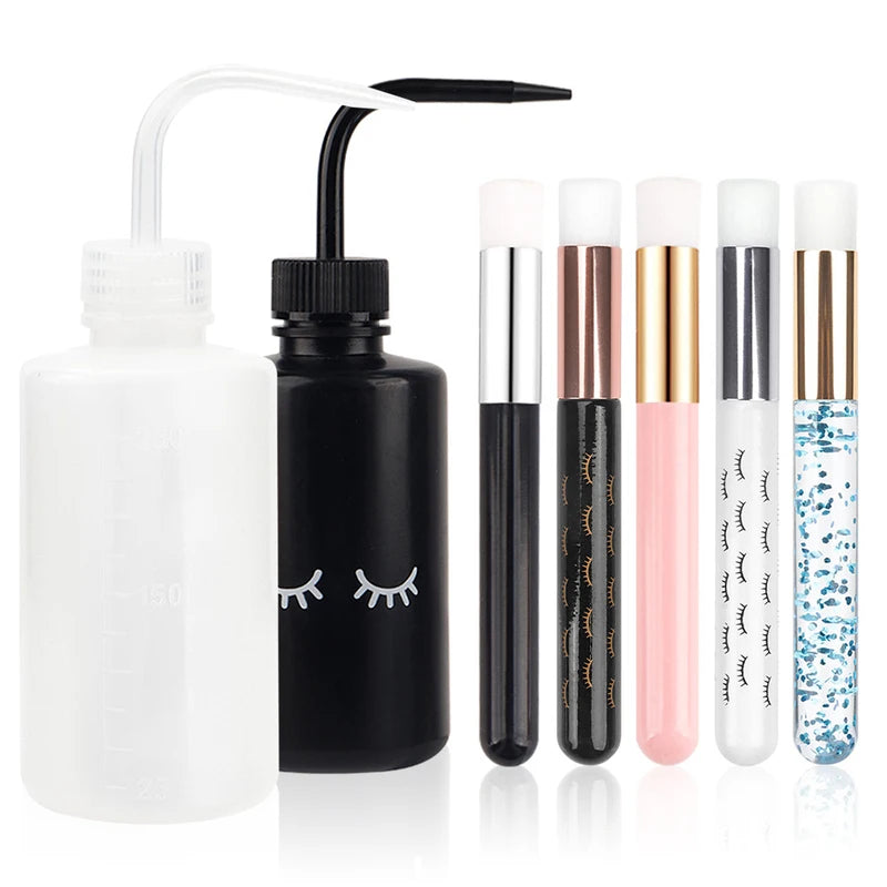 Eyelash Cleaning Brush Bottle Set - Makeup Tools for Lash Extension Care