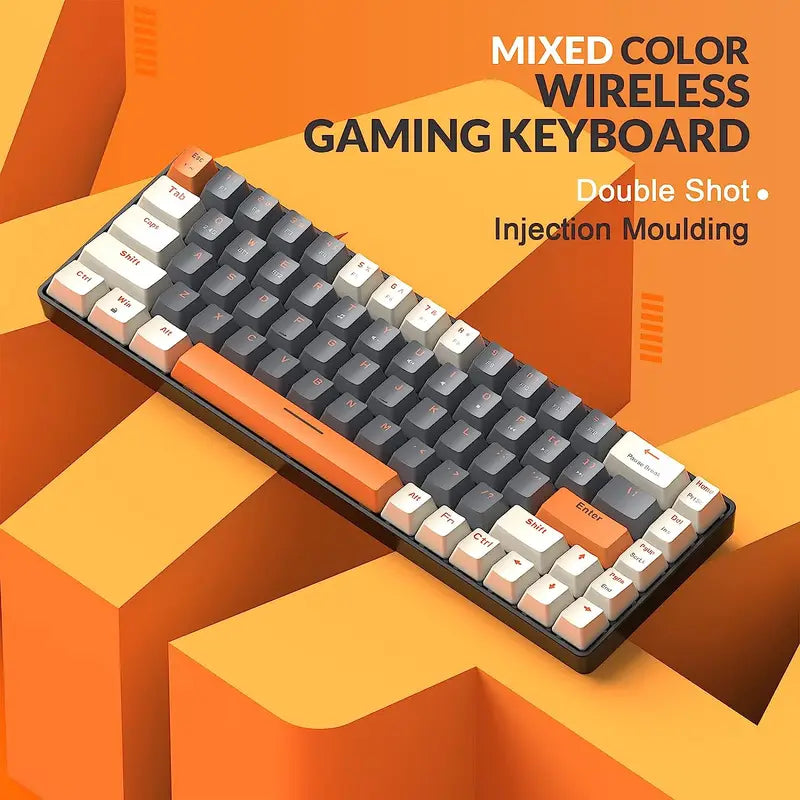 Wireless Mechanical Gaming Keyboard RK68 60% Hot-Swappable Bluetooth 5.0 & 2.4GHz