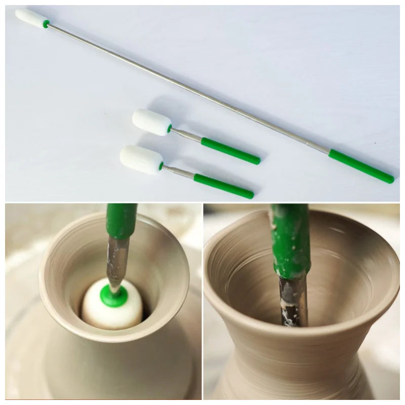Telescoping Pottery Sponge Stick with Stainless Steel Handle - Water Removal Tool