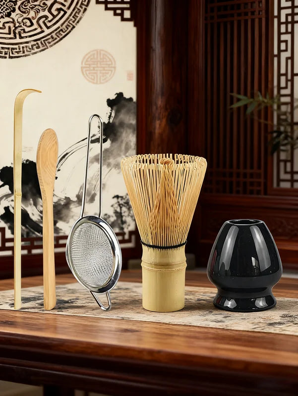 Matcha Whisk Set with Tea Strainer & Accessories - Bamboo Starter Kit
