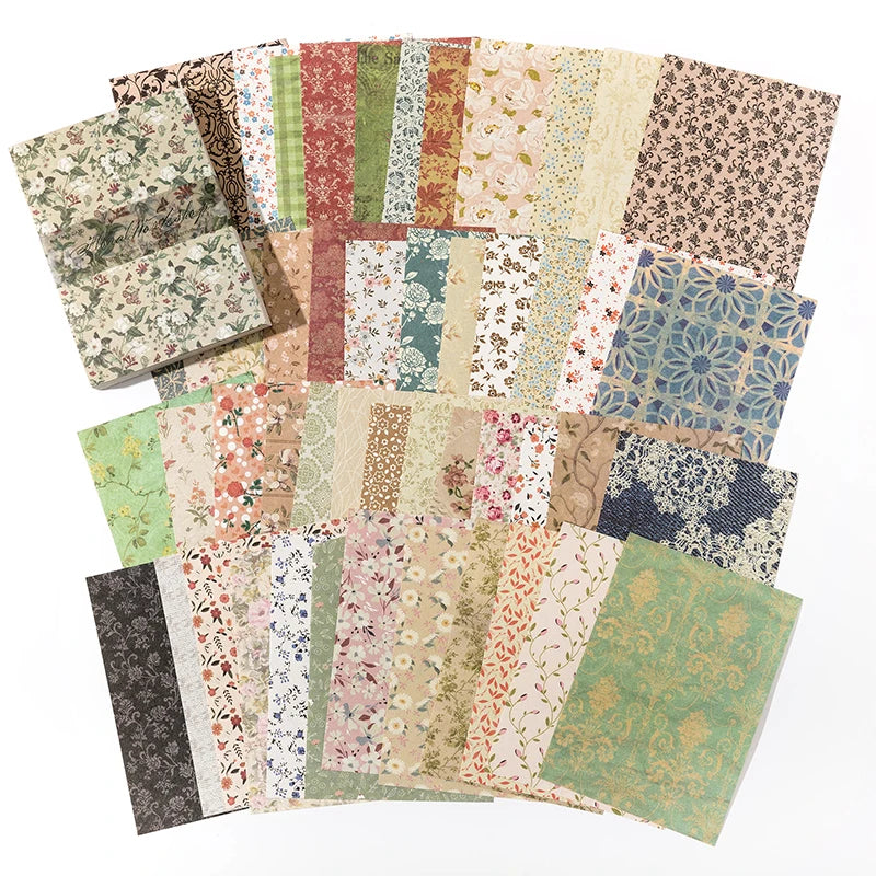 100 pcs Vintage Scrapbooking Paper Set for DIY Album & Craft Projects - Multiple Colors