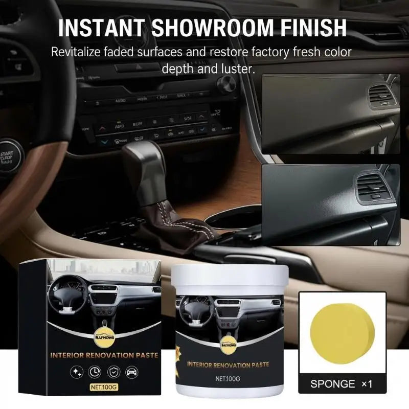 Car Interior Renovation Paste 100g Wax Cream for Leather Plastic Rubber Restoration