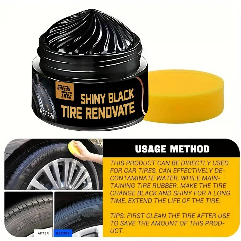 Car Tire Shine Wax with UV Protection & Waterproof Coating - Restores & Prevents Cracking