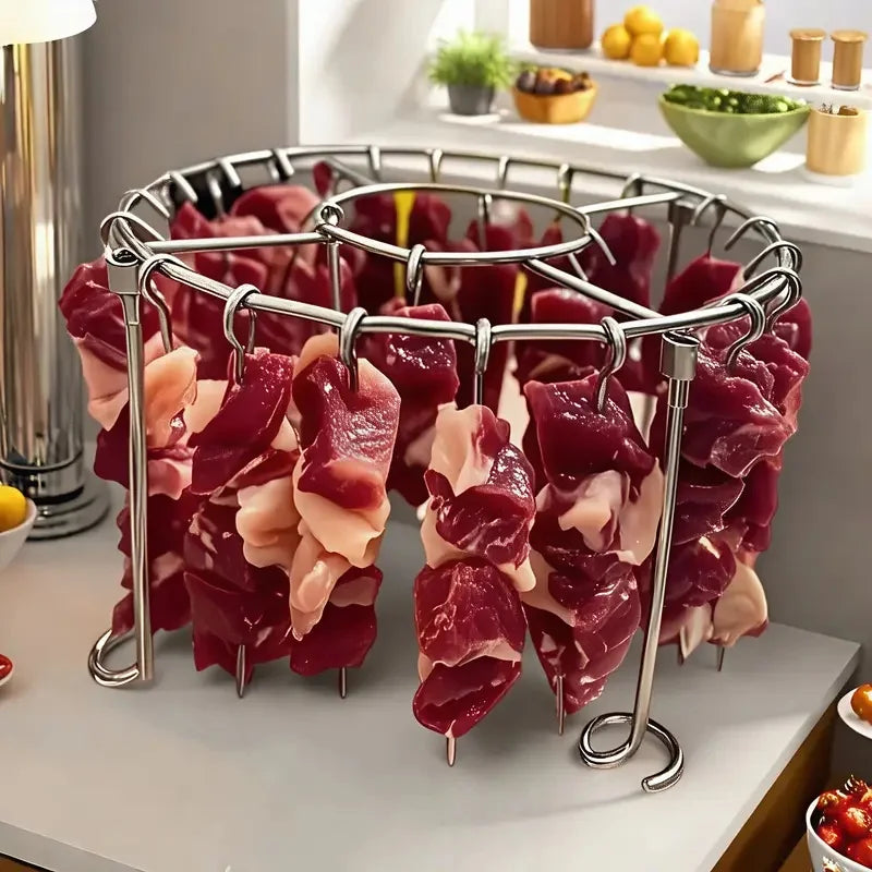 Air Fryer Grill Set with 304 Steel Vertical Grill and 24 Skewers for 3-6QT Models