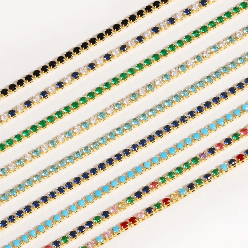 2mm Cubic Zirconia Chain Necklace Dainty Thin Tennis Choker Jewelry for Women