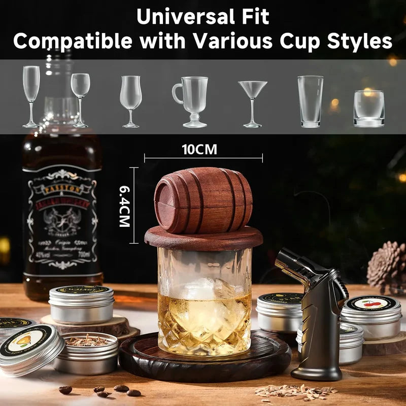 Whiskey Smoker Kit with 6 Flavors and Wood Chips for Cocktails - Infuser for Old Fashioned & Bourbon Drinks