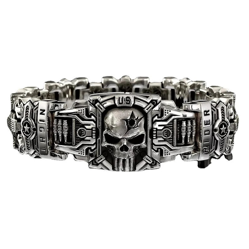 Vintage Skull Bracelet for Men Punk Hip Hop Motorcycle Jewelry Gift