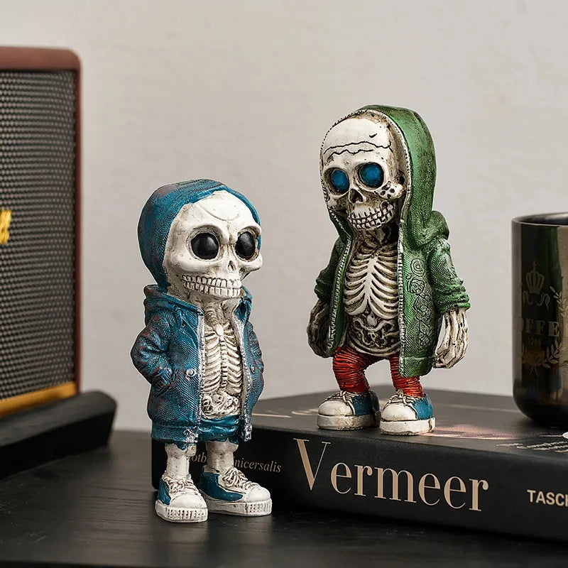 Skeleton Doll Resin Figurine Home Decor Retro Street Art Creative Room Accent