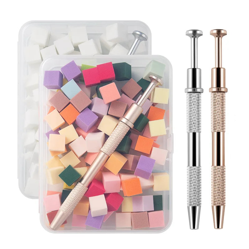 100pcs High Density Nail Art Sponges with Gripper Set for Manicure & Nail Blending
