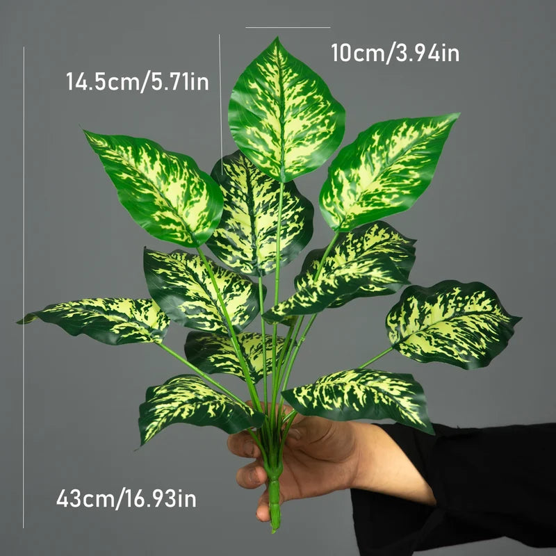 Artificial Tropical Plant with Green Palm & Monstera Leaves for Home Decor