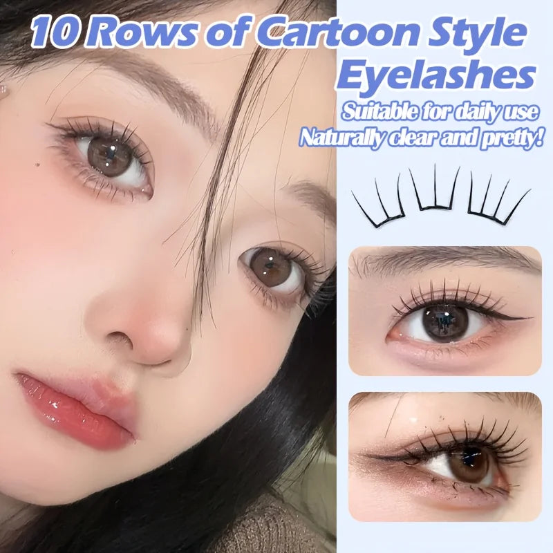 Self-Adhesive U-Shape Wispy False Eyelashes for Natural Volume & Length