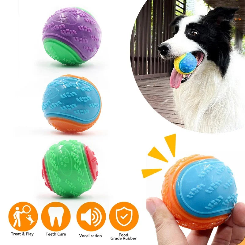 Dog Interactive Squeaky Toy Ball - Soft TPR Chew & Teeth Cleaning Pet Ball