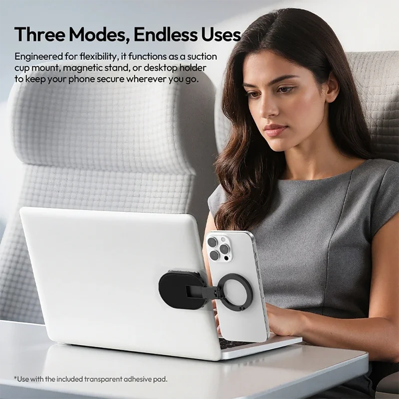 Universal Magnetic Suction Cup Phone Mount - 360° Rotation, Foldable Desktop & Wall Clamp