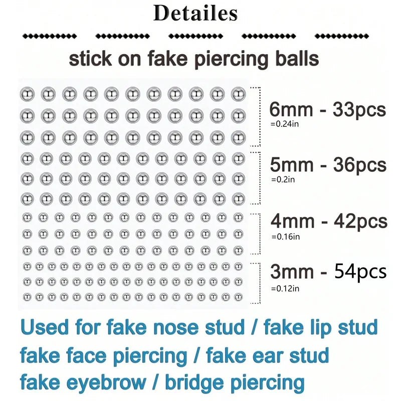 Fake Facial Piercing Stick-On Eyebrow Lip Nose Jewelry Non-Piercing Face Accessories