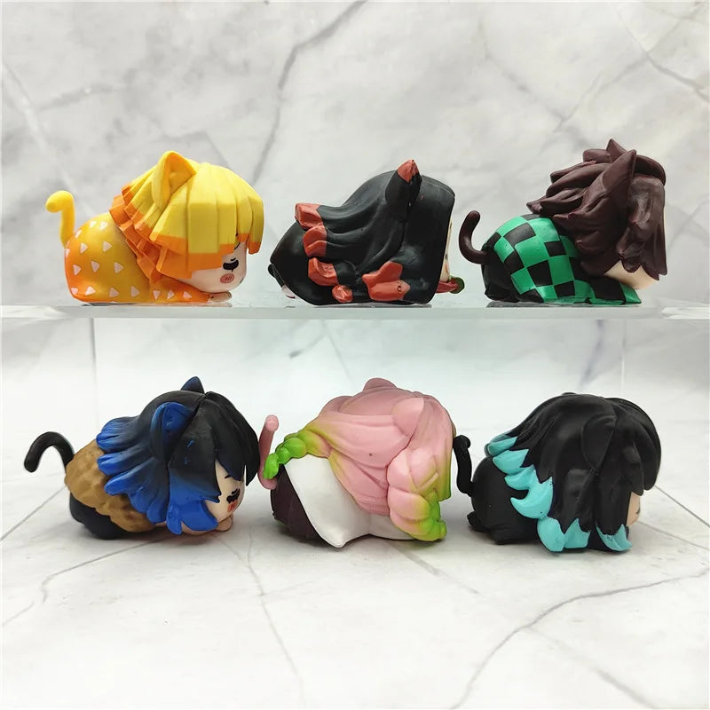 Anime Demon Slayer Mini Figure Set Nezuko Tanjirou Zenitsu Inosuke PVC Toys