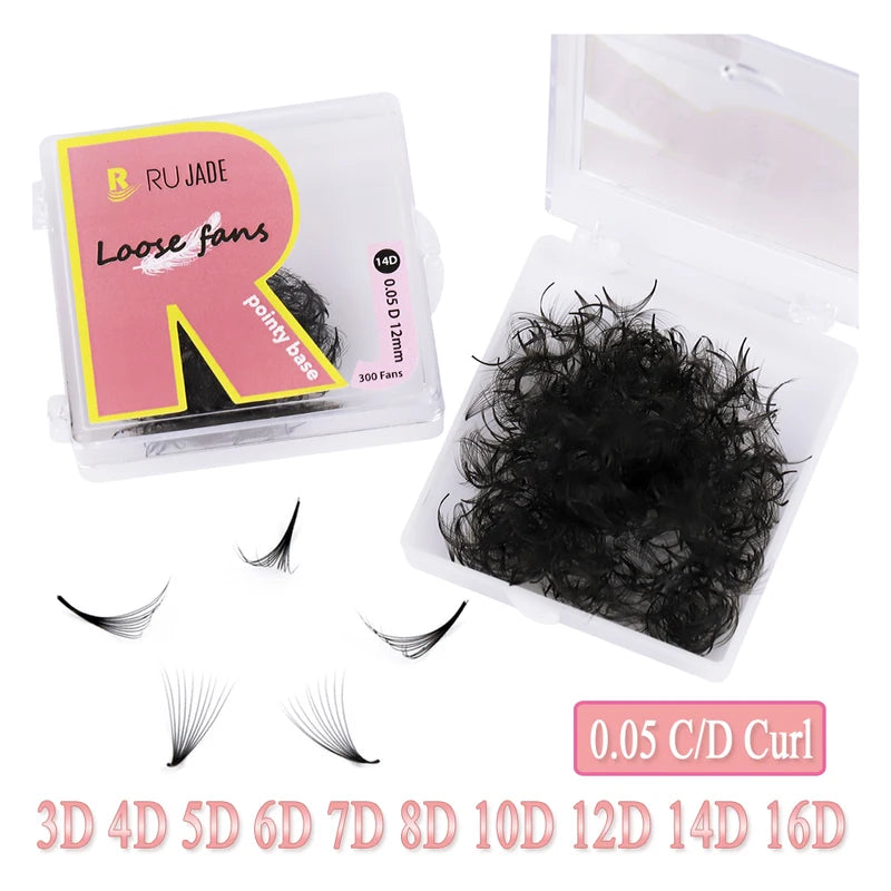 Russian Volume Eyelash Extension Fans - Premade 3D-5D-14D, Thin Pointed Base