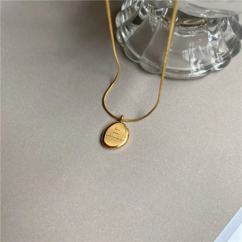 Gold Irregular English Letter Necklace for Women Men Stainless Steel Chain Jewelry Gift