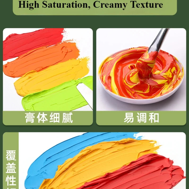 170ml Oil Paint Set for Artists & DIY - High Saturation, Non-Toxic, Mixable