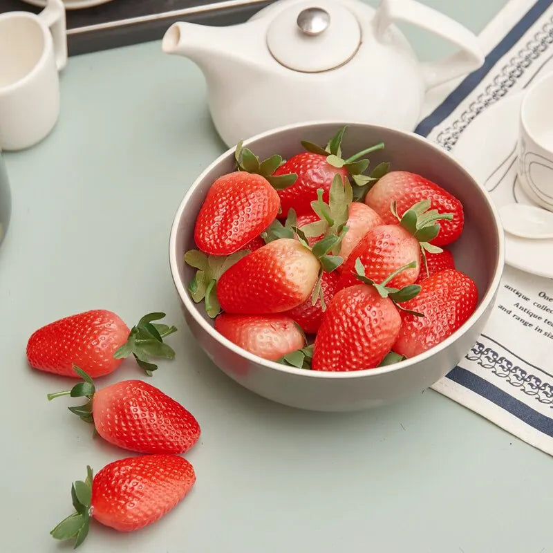 Artificial Strawberry 10pcs Fake Fruit for Home Decor Party Photography Christmas DIY