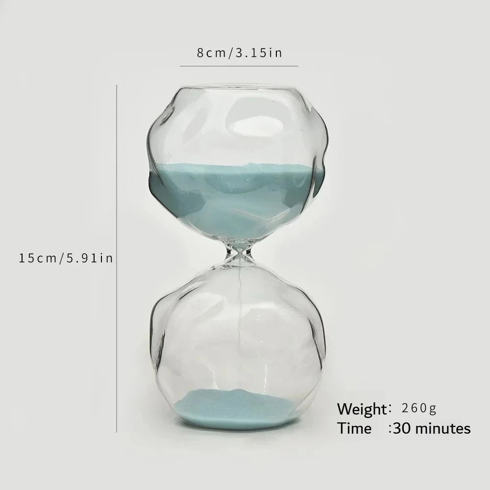 Irregular Glass Hourglass Timer 30 Min Sand Clock for Kids Home Decor