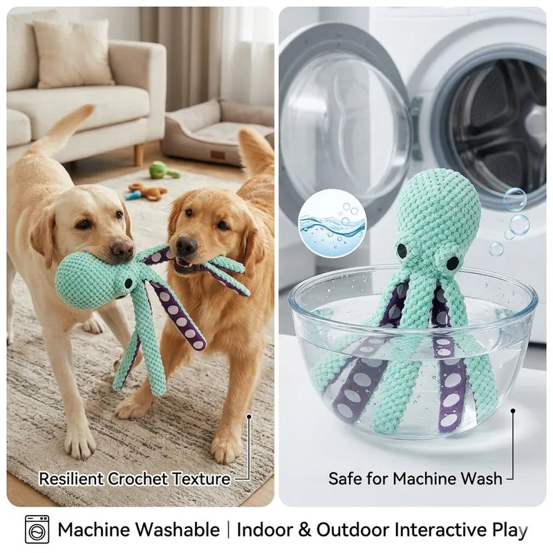 Squeaky Octopus Dog Toy with Plush Pineapple Design, Crinkle Tentacles & Squeaker for Small Medium Dogs