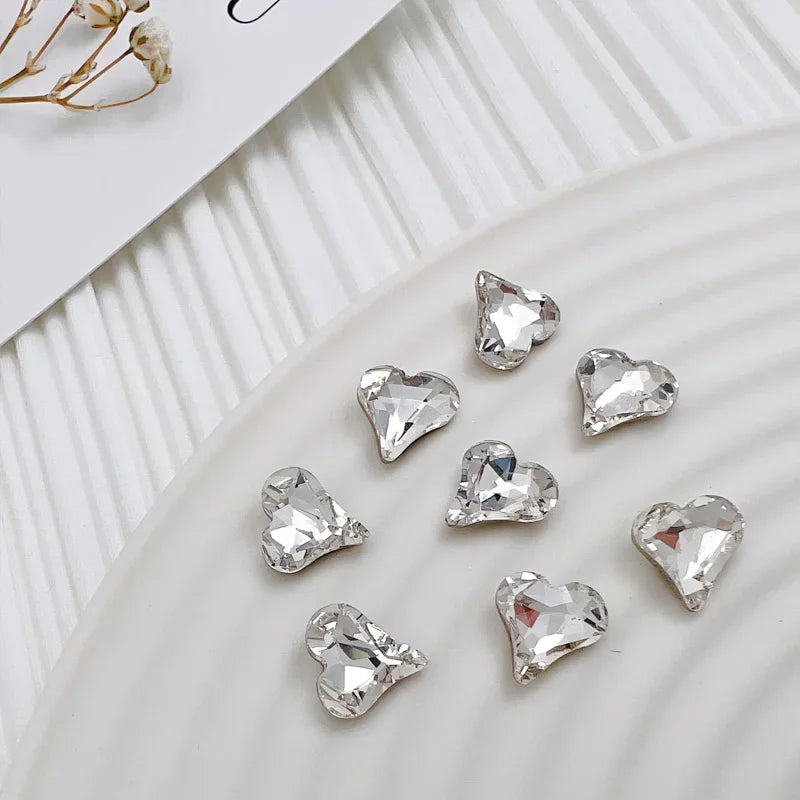 40PCS Heart-Shaped Irregular Rhinestone Nail Art Decorations - DIY Nail Embellishments