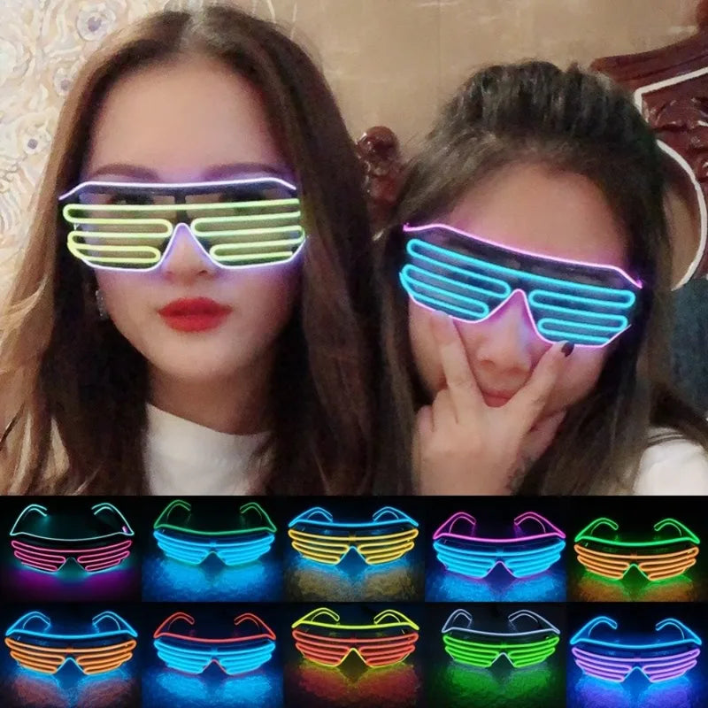Wireless LED Glowing Glasses Colorful Neon Light-Up Costumes for Halloween & Parties
