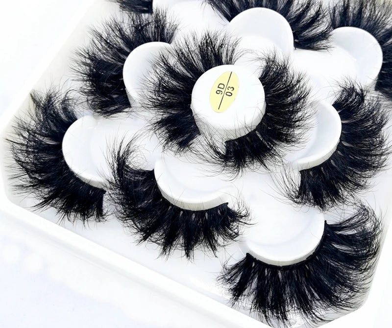 Full Strip Mink Lashes 25mm Wispy Thick Natural False Eyelash Sets