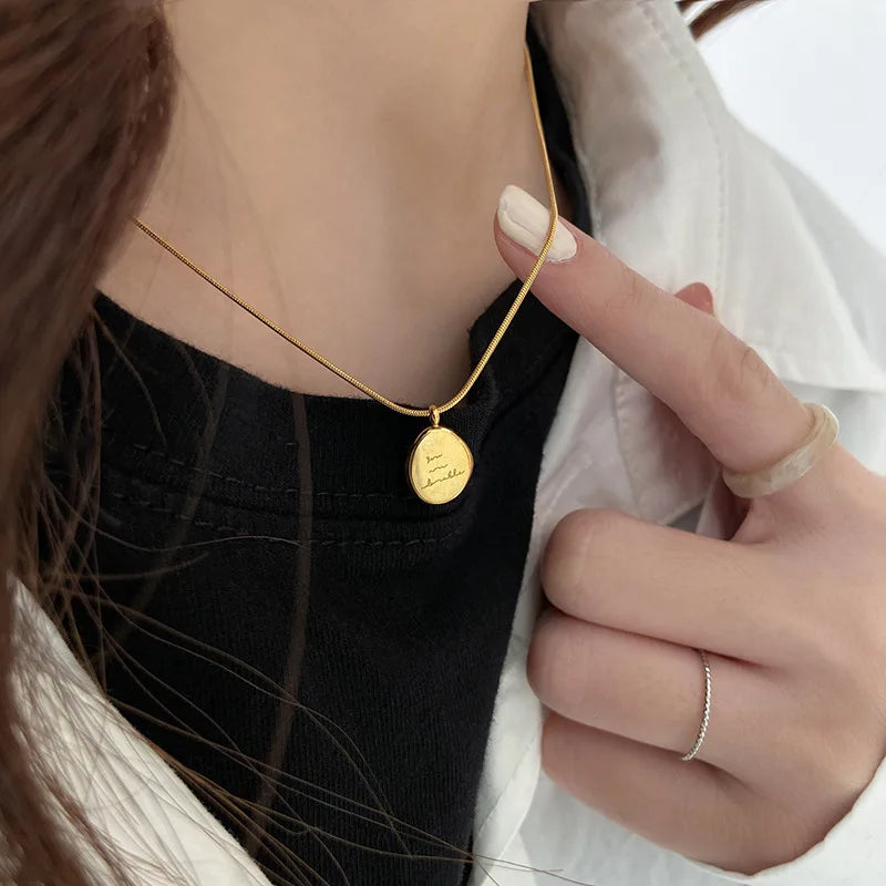 Gold Irregular English Letter Necklace for Women Men Stainless Steel Chain Jewelry Gift