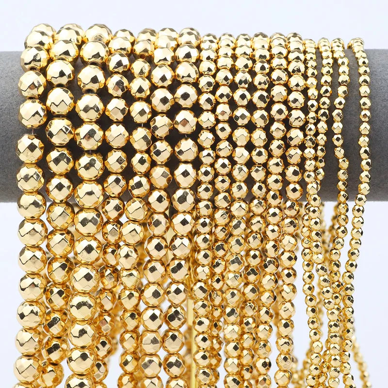 Jewelry Spacer Beads - Natural Hematite Round Cut Loose Beads 2-10MM for DIY Crafts