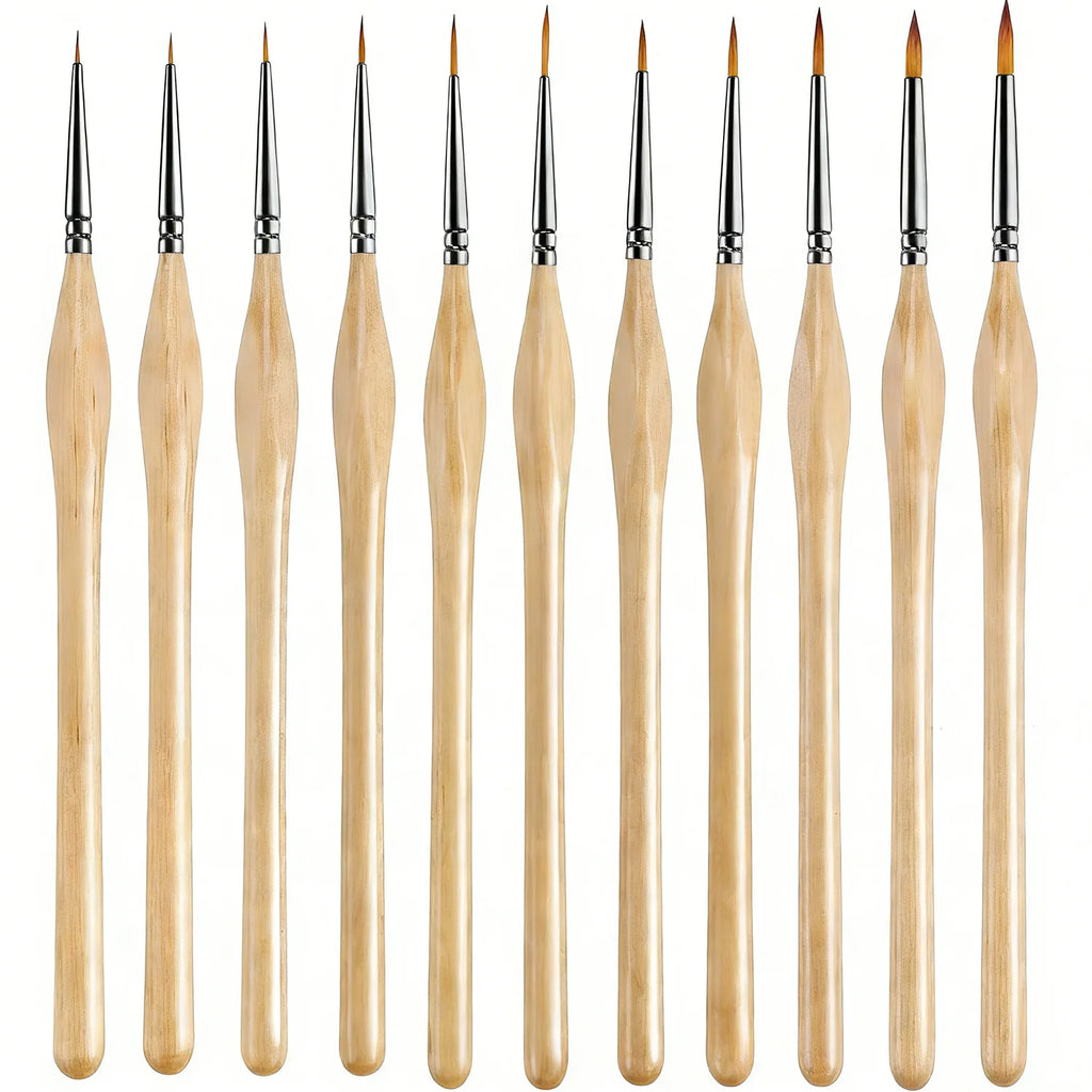 Miniature Paint Brush Set for Acrylic Watercolor Oil Face Nail Art - 11Pcs